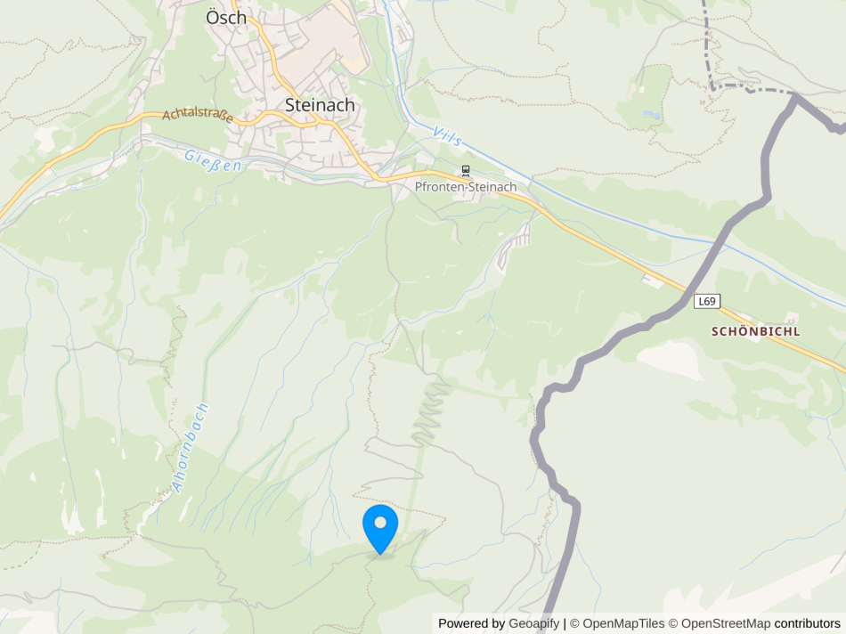 Kartenansicht Treffpunkt Glideair - Hochalphütte, Auf dem Breitenberg 4, 87459 Pfronten